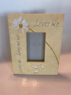 VTG 90s Picture Frame Loves Me Loves Me Not Daisy Engagement Wedding Bridal Gift